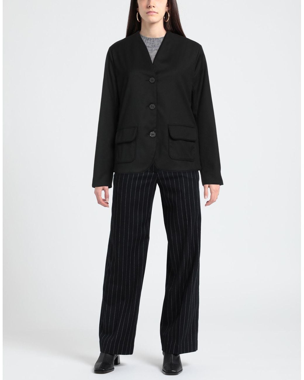ALESSIA SANTI Black Blazer Polyester, Viscose, Elastane
