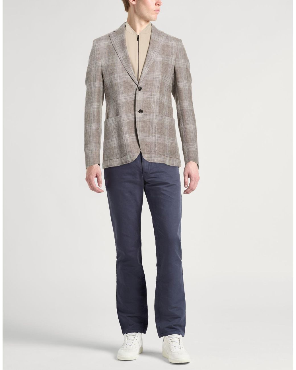 Corneliani Gray Blazer Linen, Virgin Wool for men