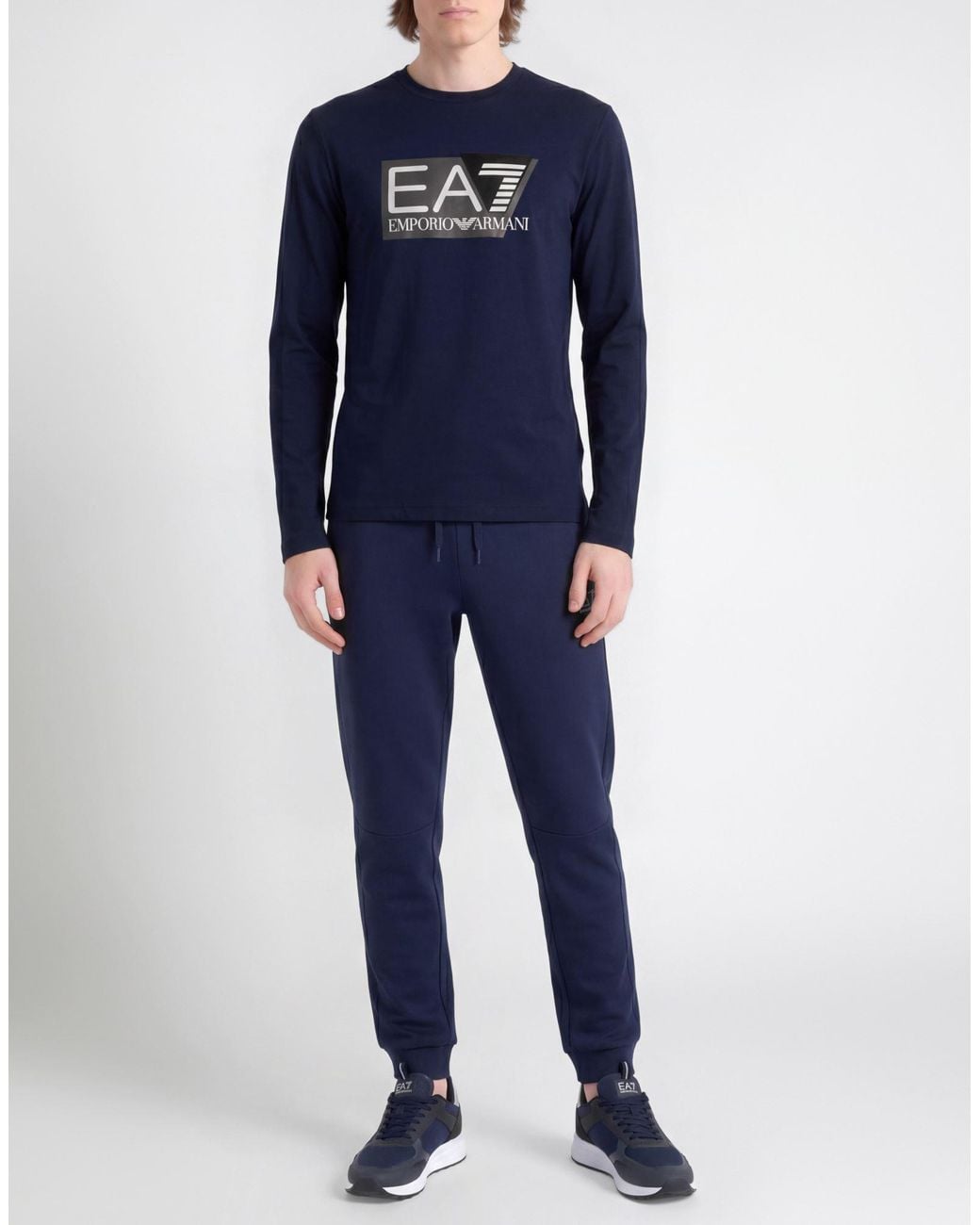 EA7 Blue T-Shirt Cotton, Elastane for men