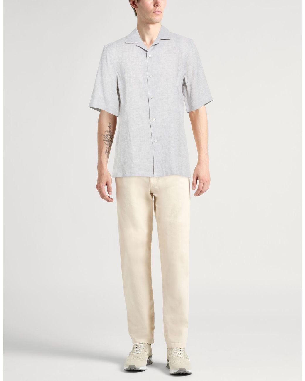 Brunello Cucinelli White Shirt Linen for men