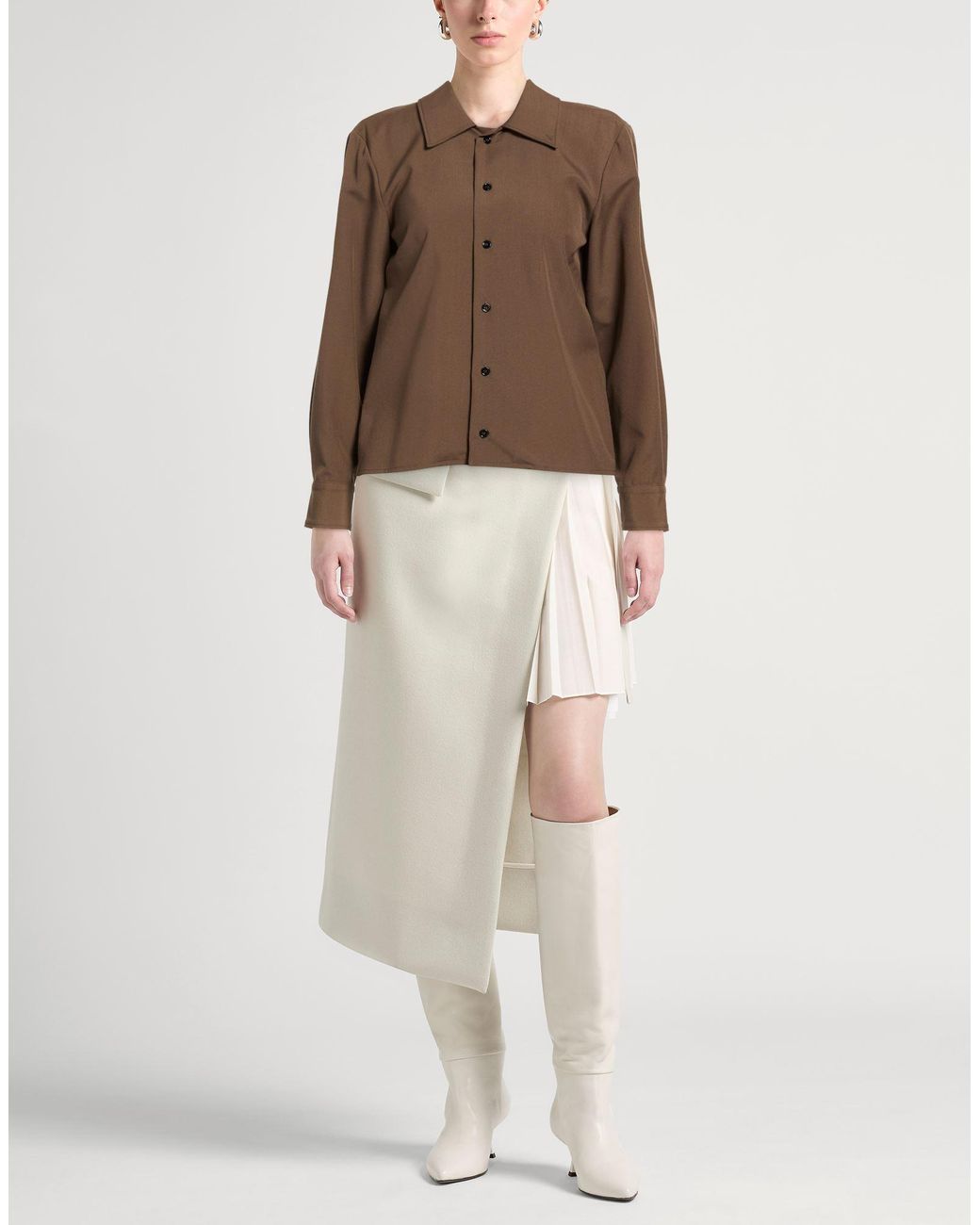 MM6 by Maison Margiela Brown Shirt Polyester, Virgin Wool, Viscose