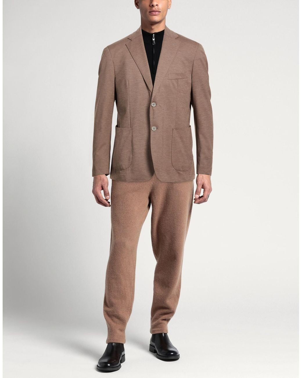 TWENTY-ONE by ANTONIO CARNEVALE Brown Blazer Polyester, Polyamide, Elastane for men