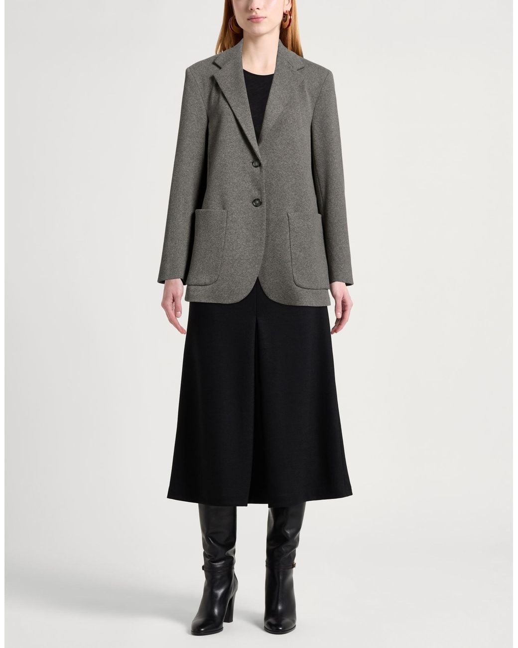 Weekend by Maxmara Gray Blazer Polyester, Cotton, Elastane
