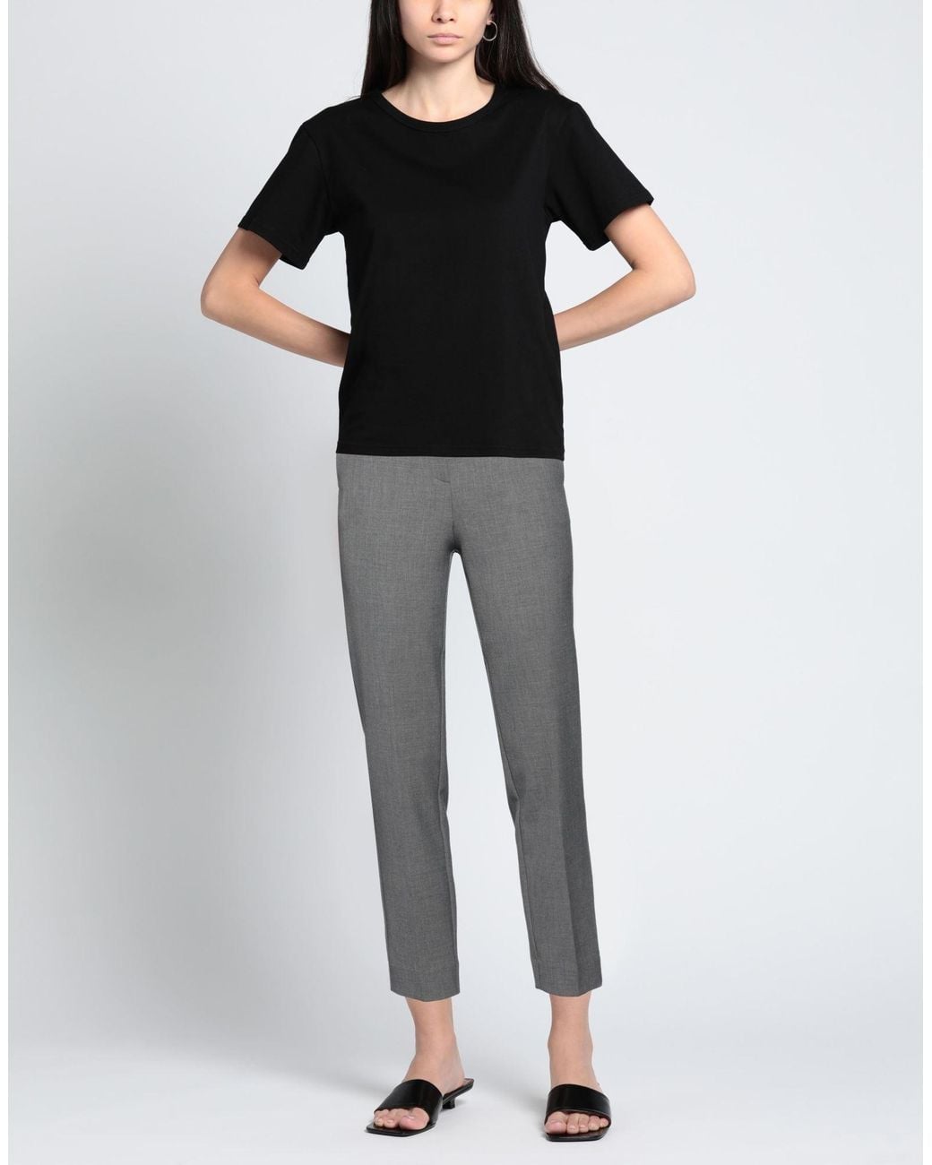 SIMONA CORSELLINI Gray Pants Polyester, Viscose, Cotton, Elastane