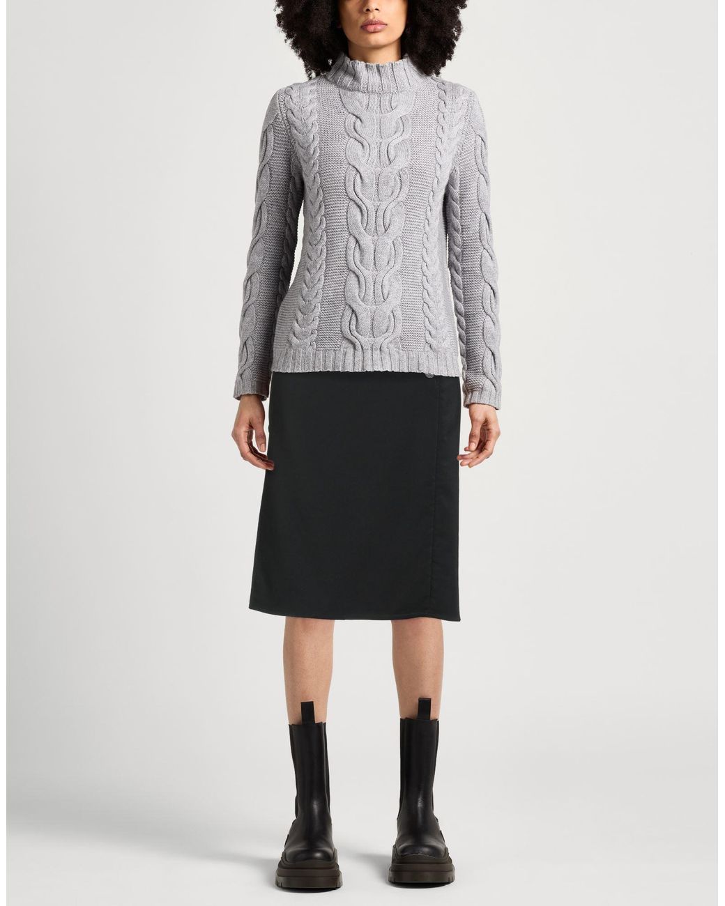 Courreges Black Midi Skirt Wool, Elastane, Polyamide