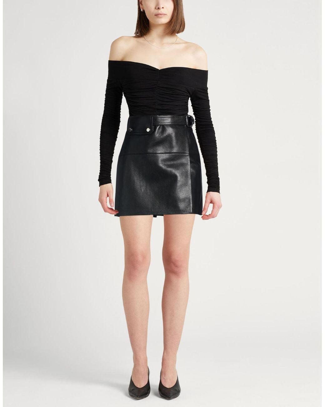 Nanushka Black Mini Skirt Polyurethane