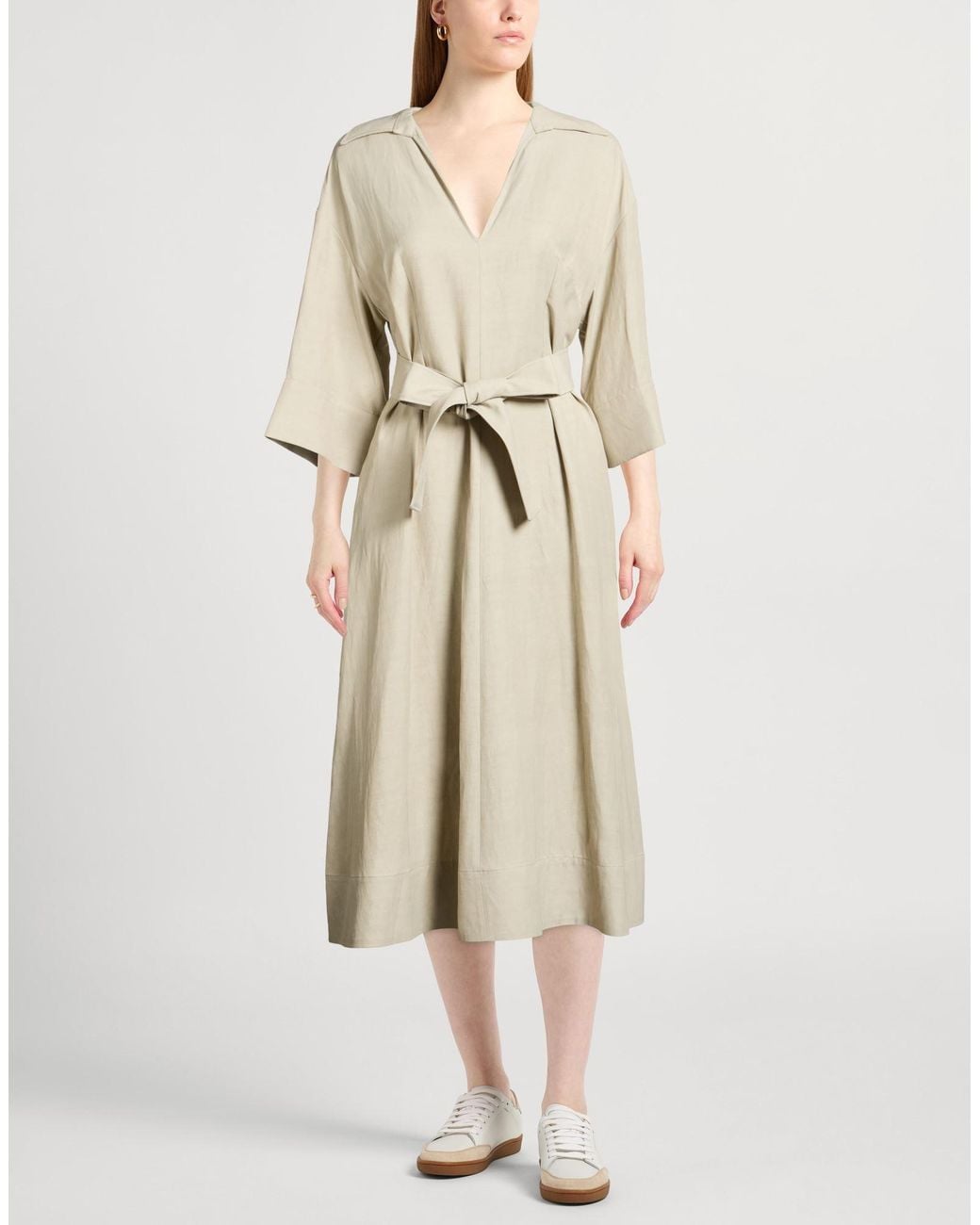 P.A.R.O.S.H. Natural Midi Dress Viscose, Linen