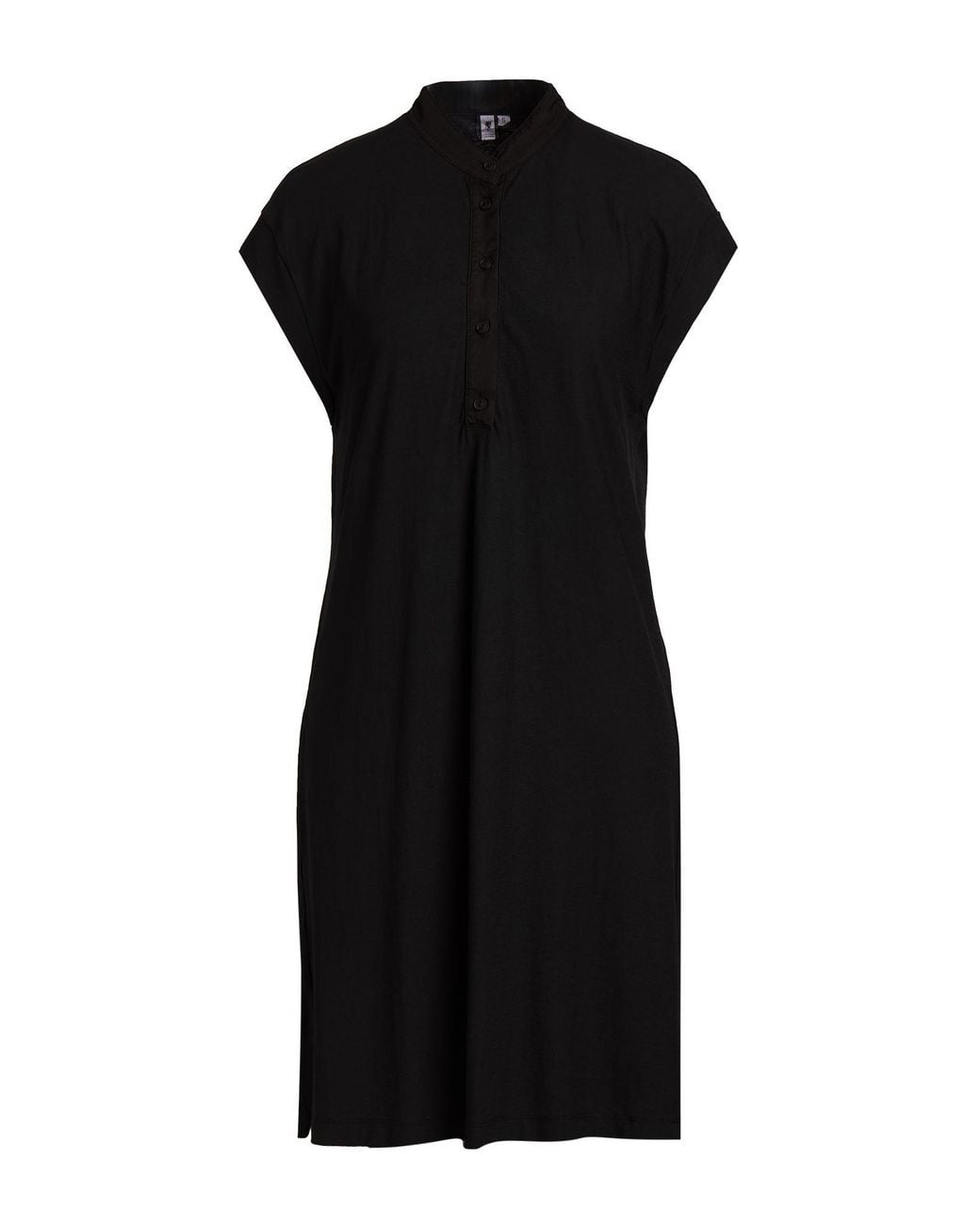 European Culture Black Mini Dress Cotton