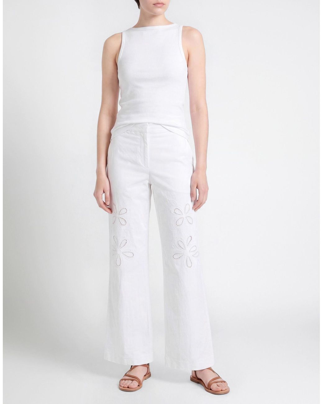 Boutique Moschino White Pants Cotton, Elastane