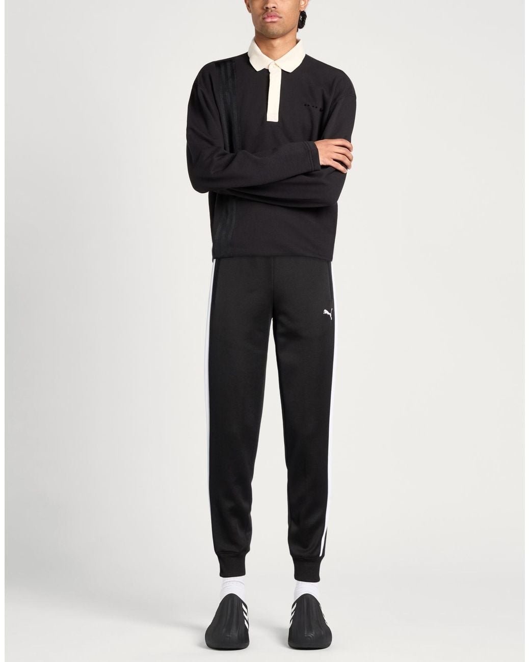PUMA Black Pants Polyester, Cotton for men