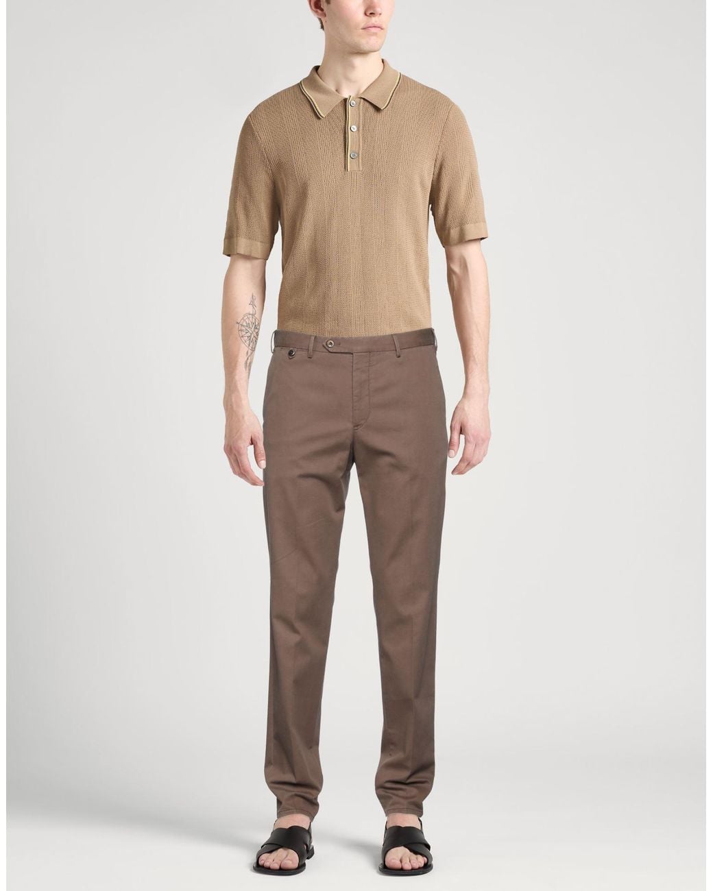 PT Torino Brown Pants Cotton, Lyocell, Elastane for men