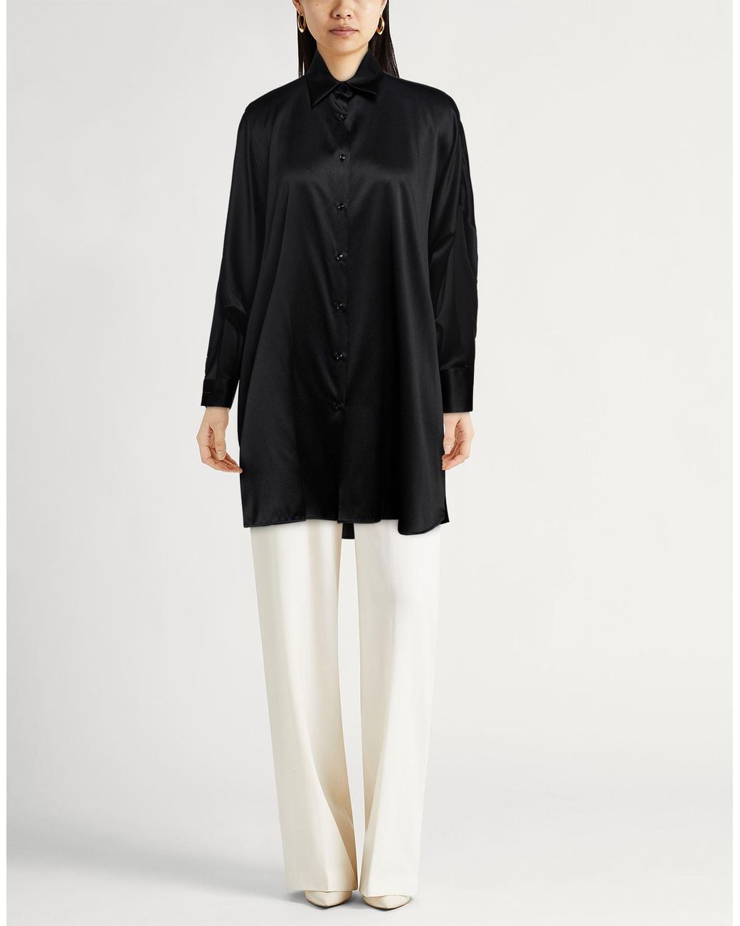 Ermanno Scervino Black Shirt Silk, Elastane