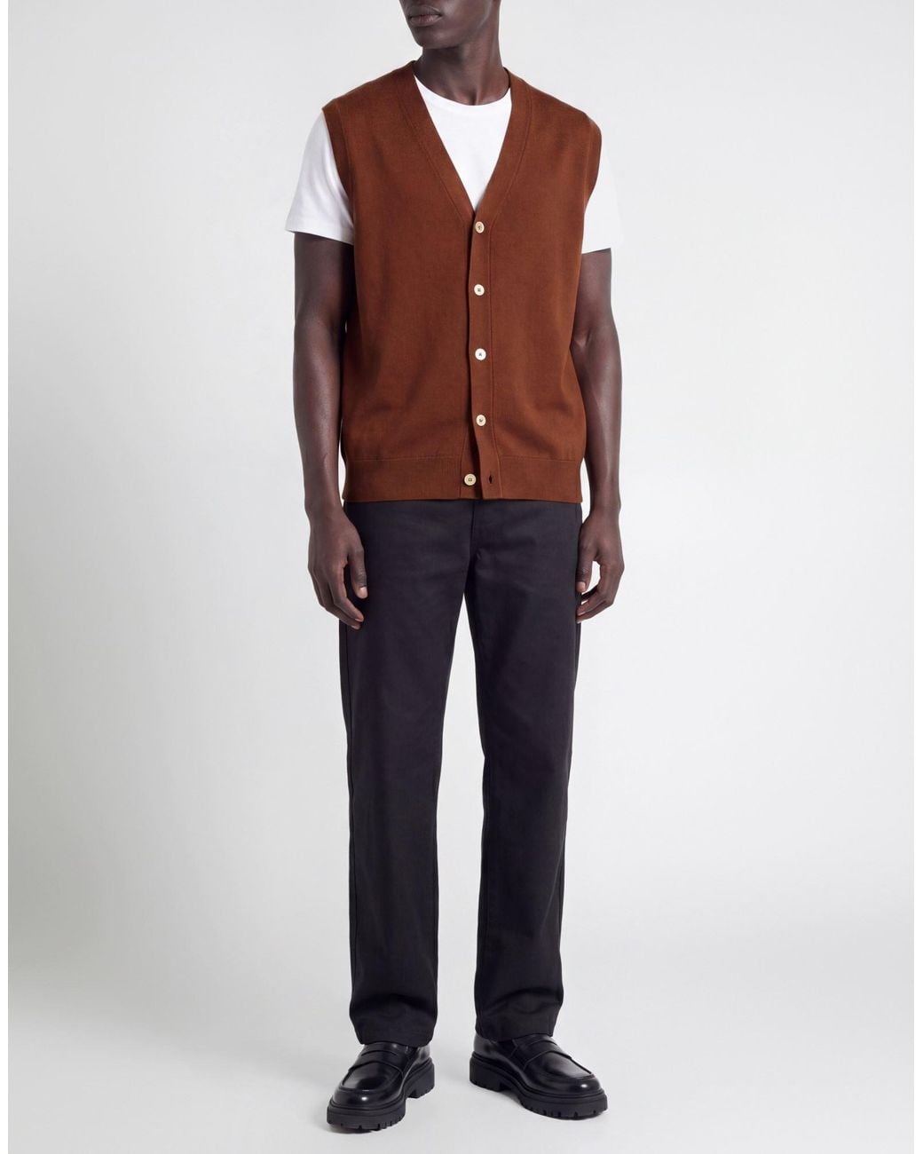 hindustrie Brown Cardigan Merino Wool for men