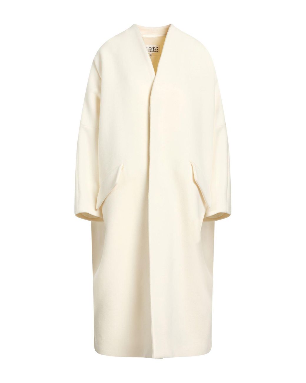 MM6 by Maison Margiela White Ivory Coat Virgin Wool, Polyester