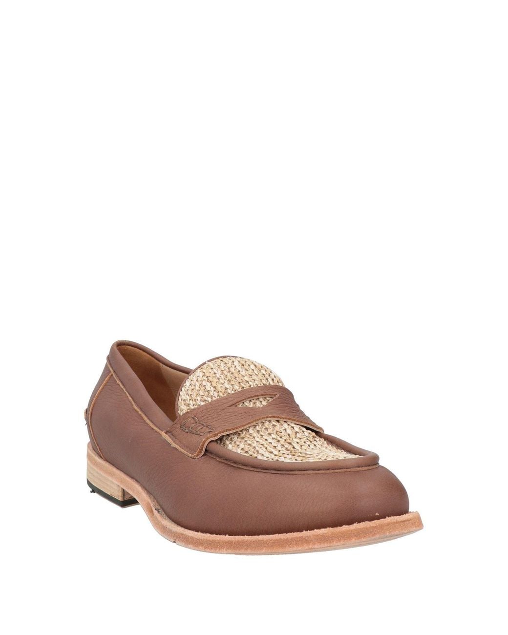 Eleventy Brown Loafers Leather, Textile Fibers for men