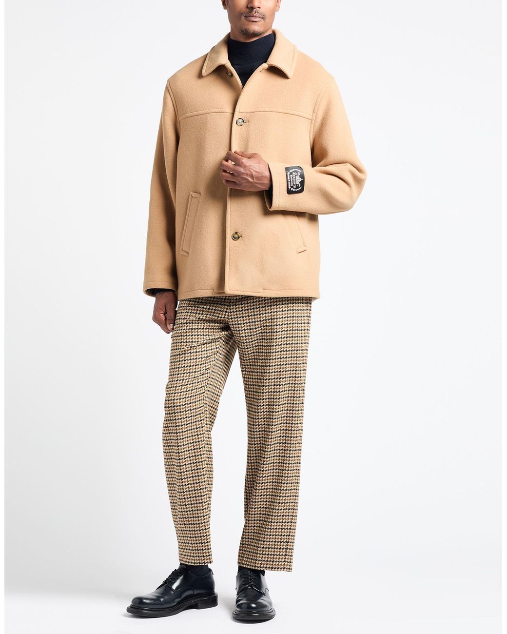 MSGM Brown Camel Coat Virgin Wool, Polyamide for men