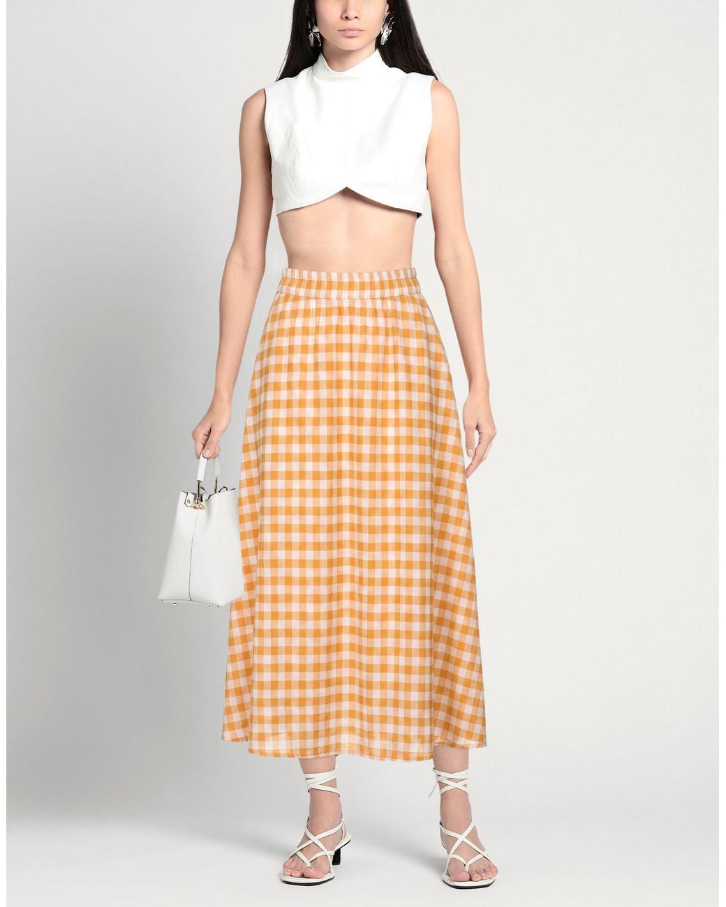 TRUE NYC Natural Midi Skirt Cotton, Linen