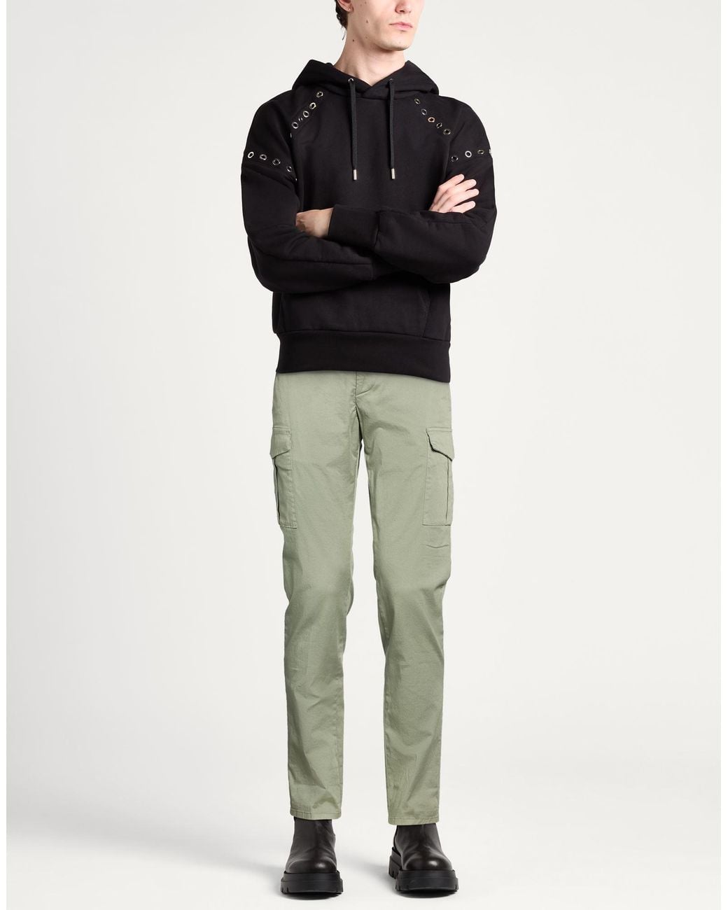 Dondup Green Military Pants Cotton, Elastane for men