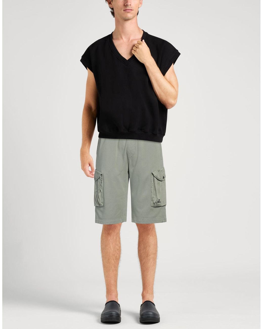 C P Company Gray Shorts & Bermuda Shorts Cotton, Elastane for men