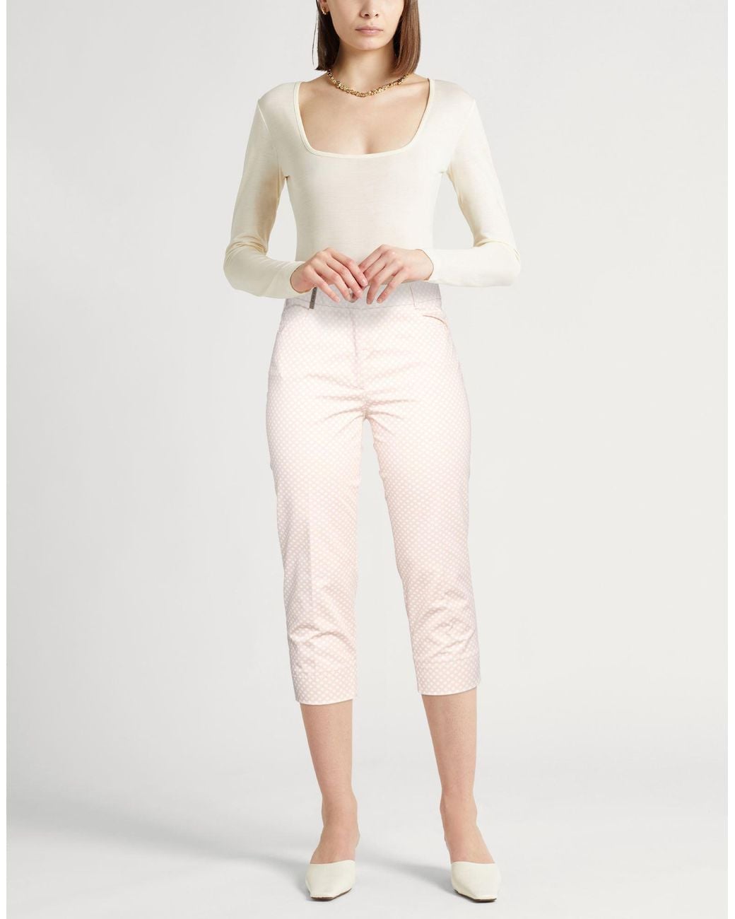 Peserico White Light Pants Cotton, Elastane
