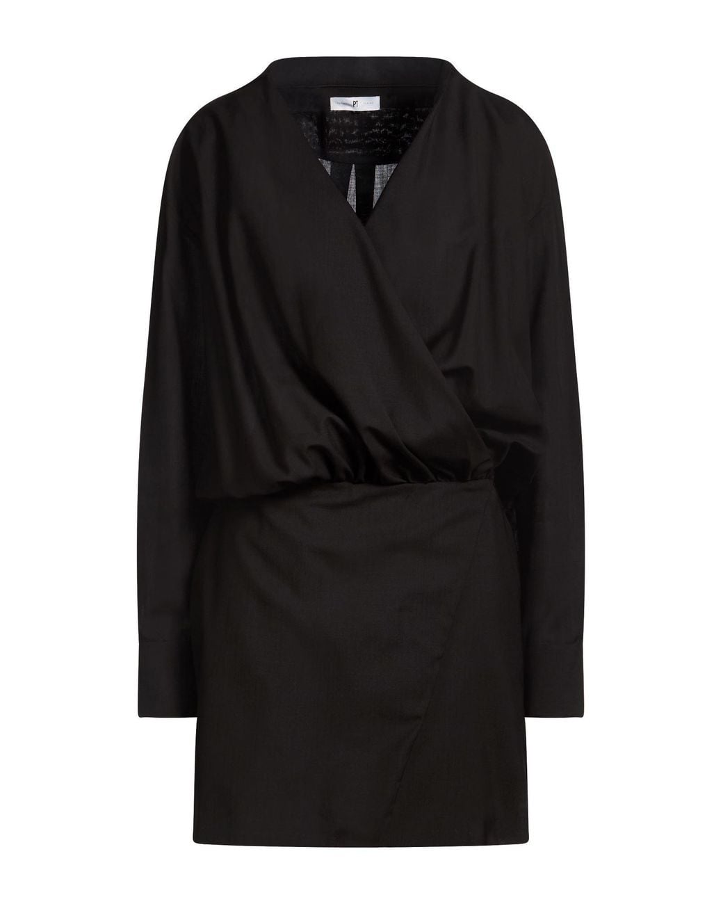 PT Torino Black Midi Dress Virgin Wool