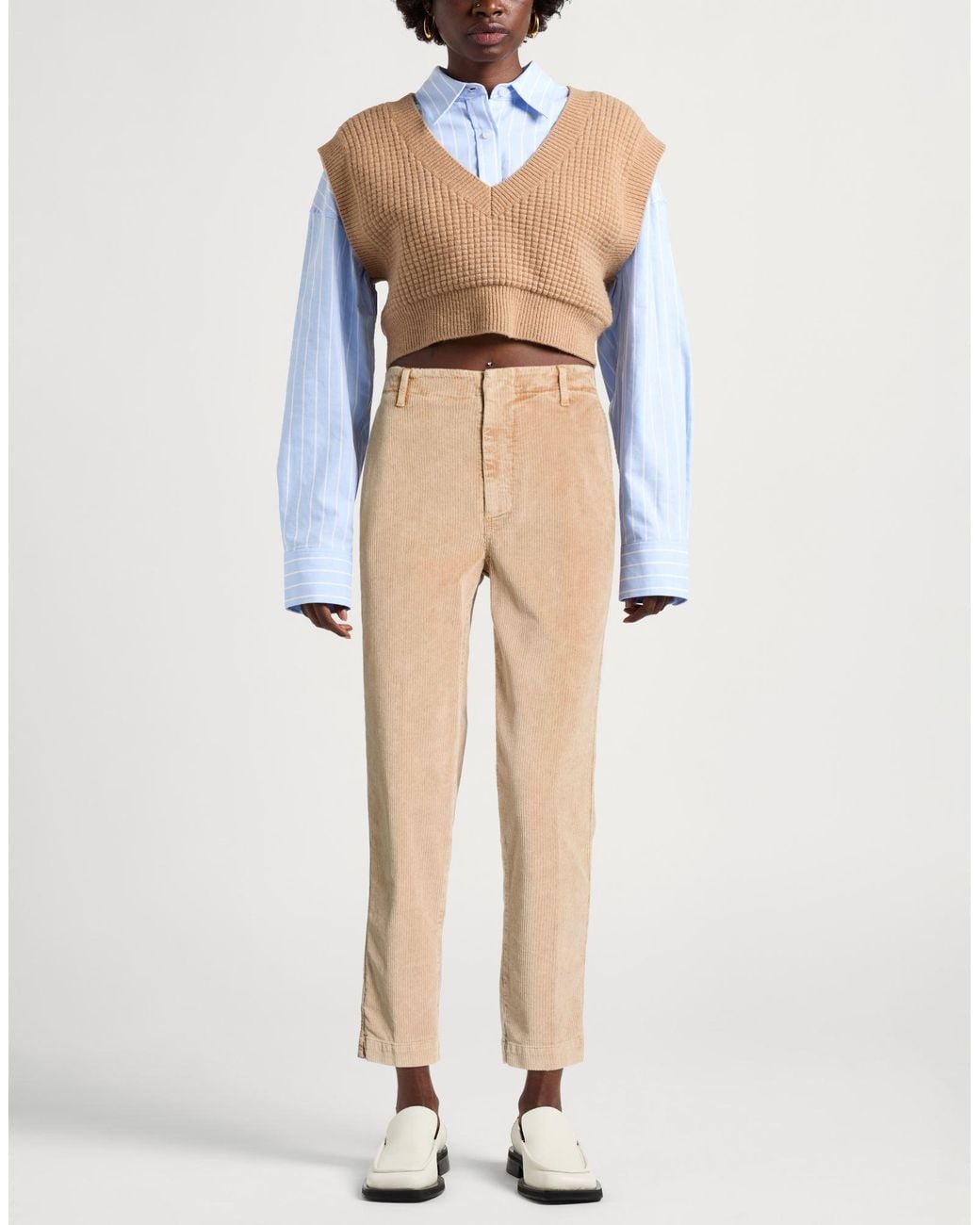 Dondup Natural Camel Pants Cotton, Elastane