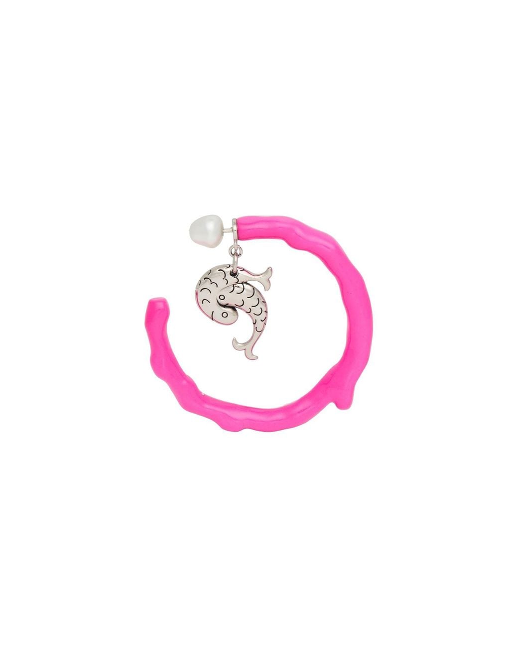 Emilio Pucci Pink Fuchsia Earrings Resin, Bronze, Synthetic Fibers, Brass