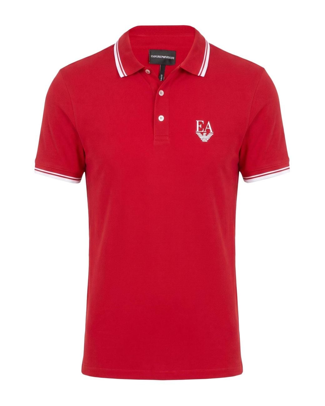 Emporio Armani Red Polo Shirt Cotton, Elastane for men