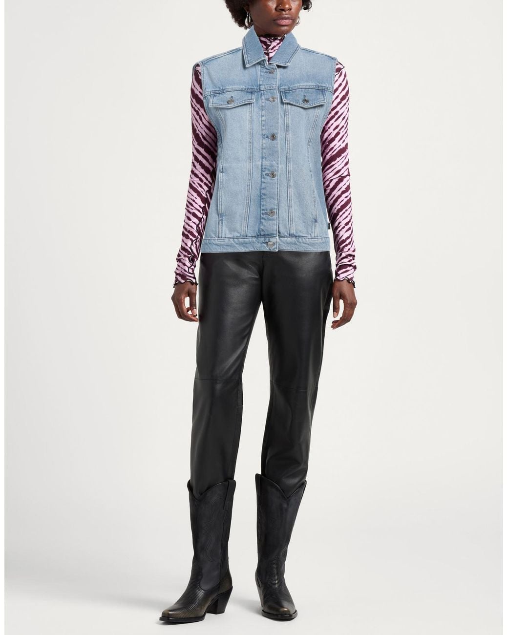 Karl Lagerfeld Blue Denim Outerwear Cotton