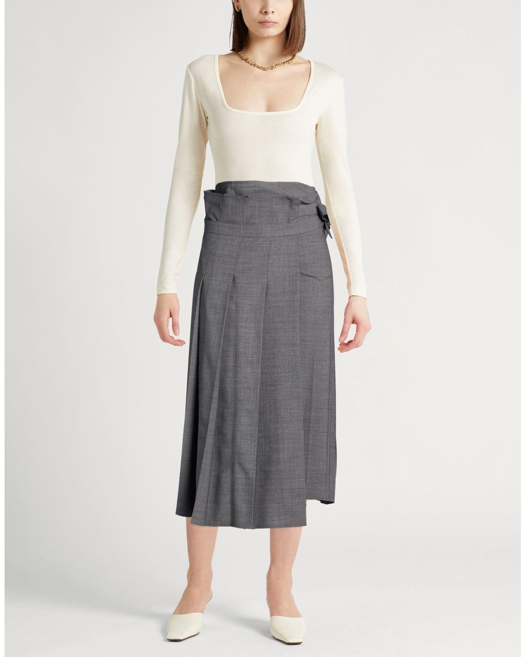 Fabiana Filippi Gray Midi Skirt