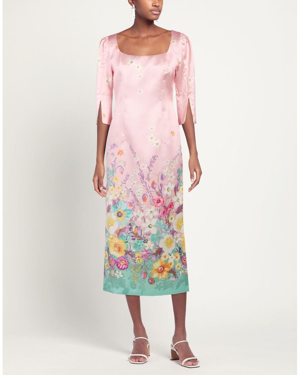 ALEX INGH Pink Light Midi Dress Polyester