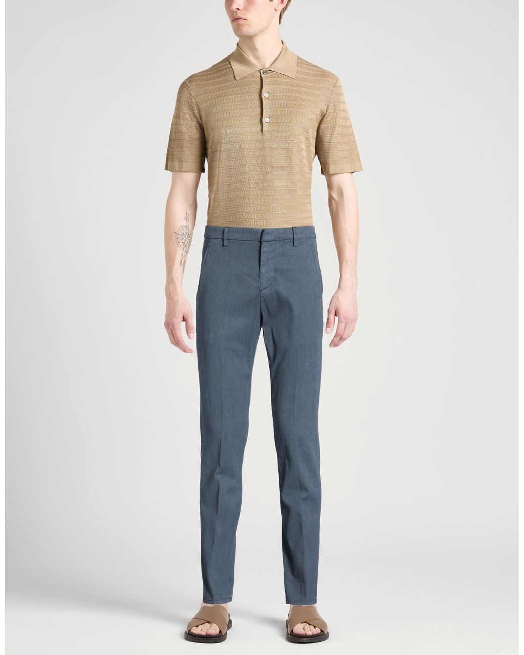 Dondup Blue Slate Pants Lyocell, Cotton, Elastane for men