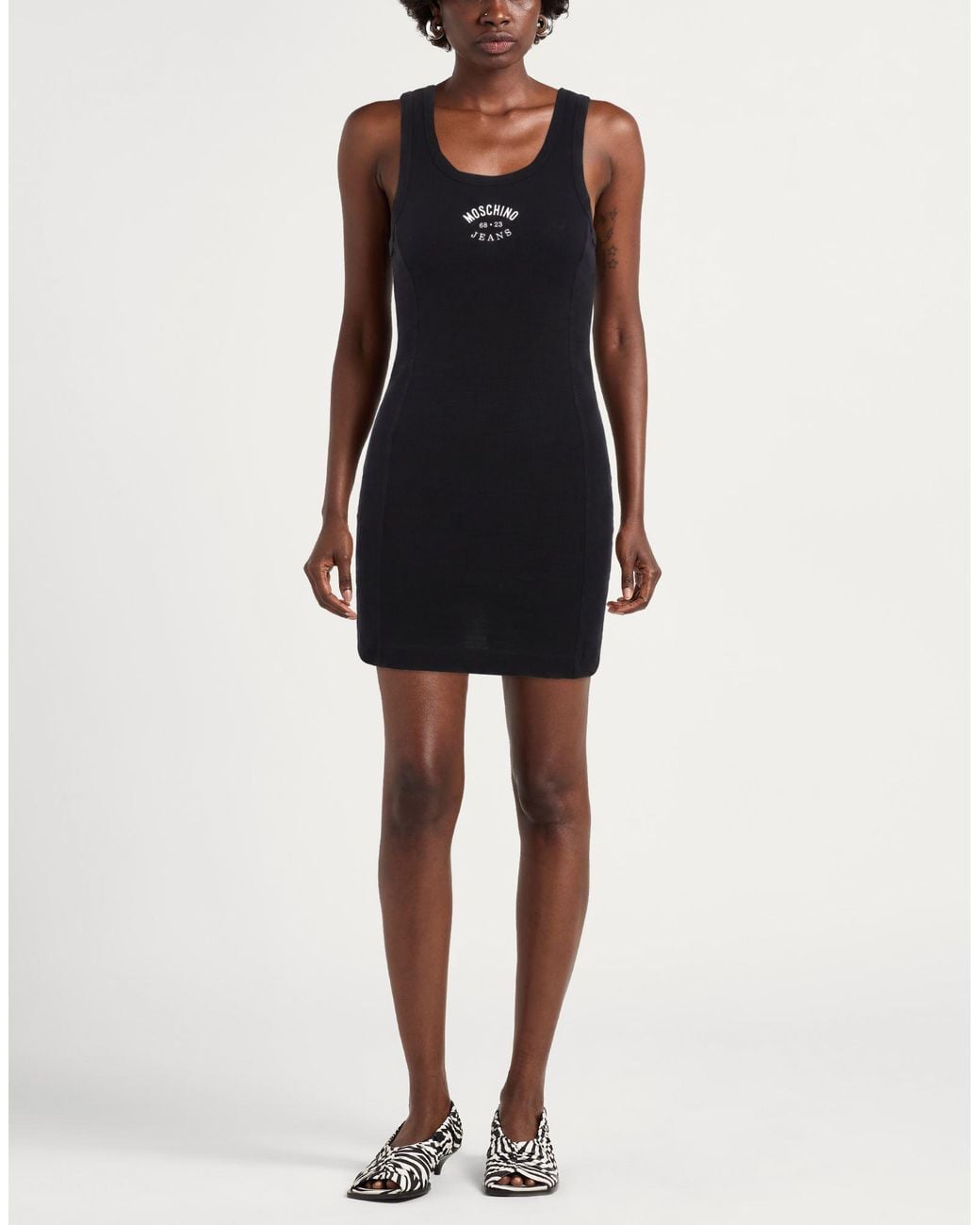 Moschino Black Mini Dress Cotton, Elastane