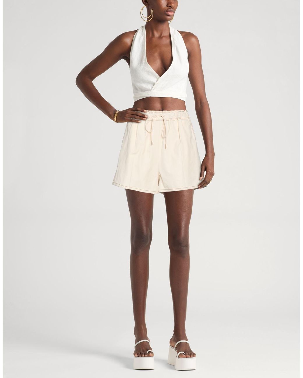 Sandro Natural Sand Shorts & Bermuda Shorts Cotton