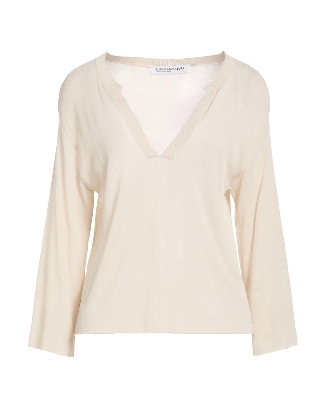 European Culture White Sweater Viscose, Polyamide