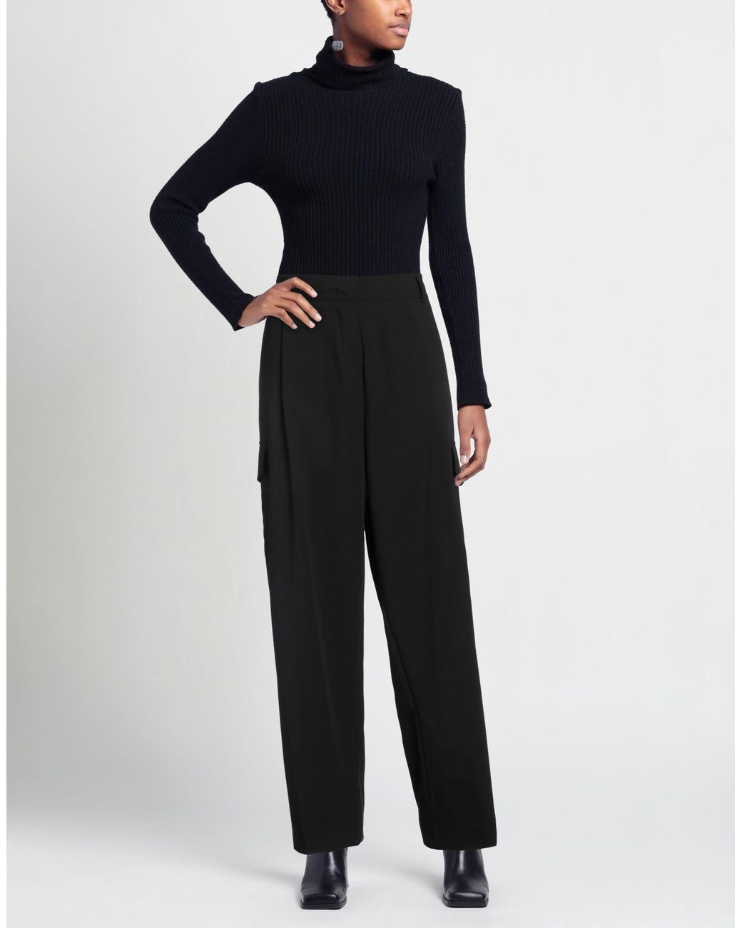 RUE DU BAC Black Pants Polyester, Viscose, Elastane