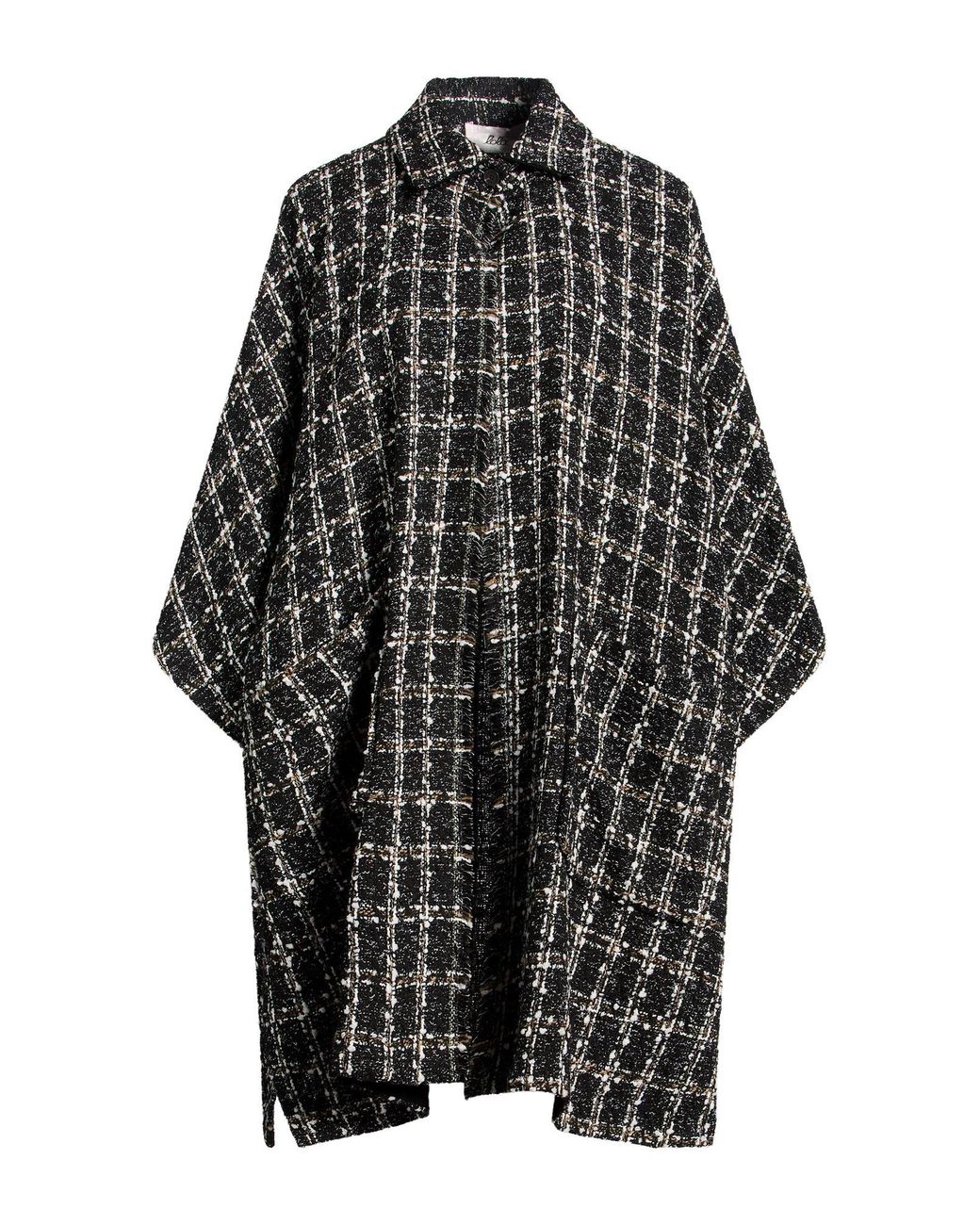 LOLA SANDRO FERRONE Black Overcoat & Trench Coat Polyester