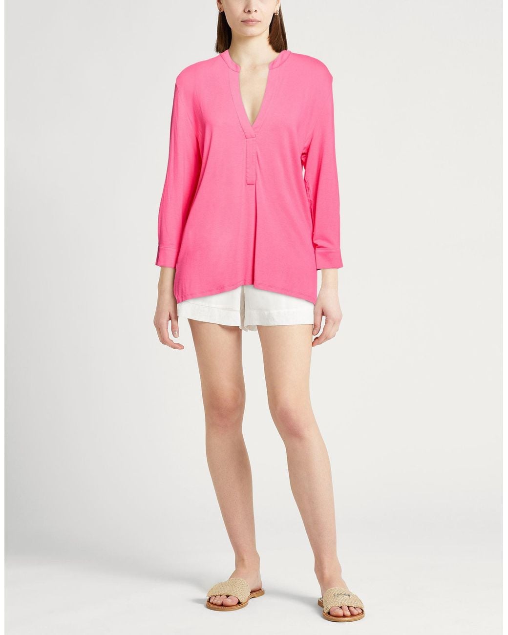 Majestic Filatures Pink T-Shirt Viscose, Elastane