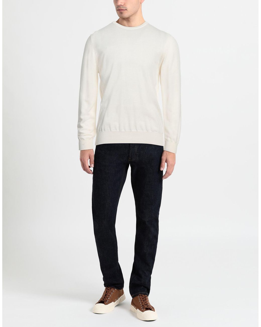 Vneck White Jumper for men