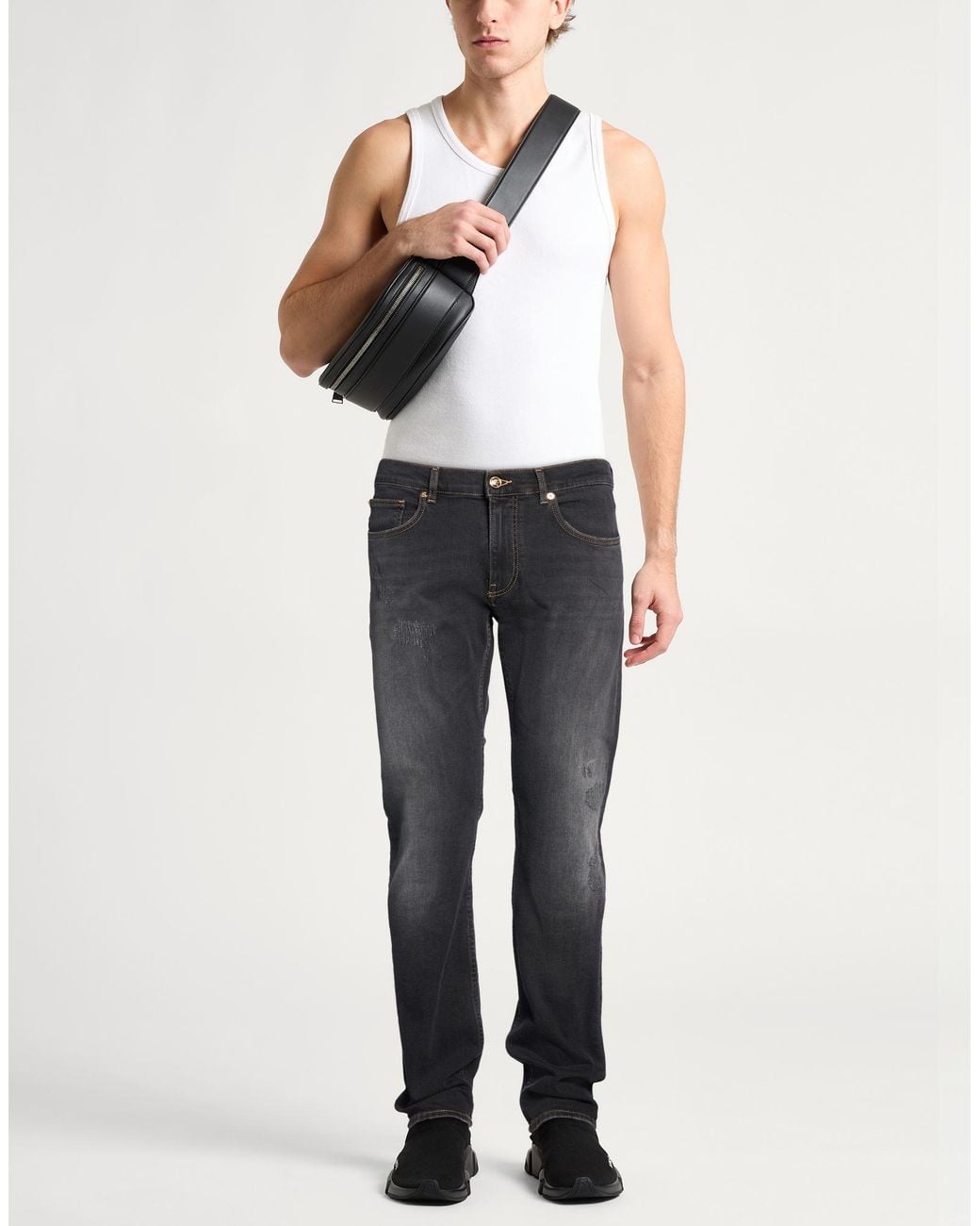 Versace Gray Charcoal Jeans Cotton, Elastane for men