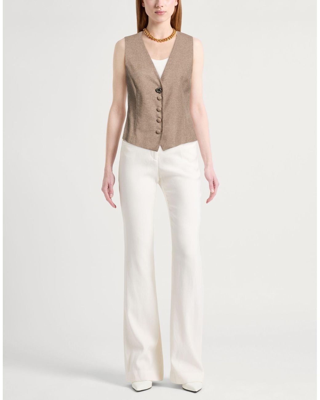 Maliparmi Brown Tailored Vest Viscose, Wool