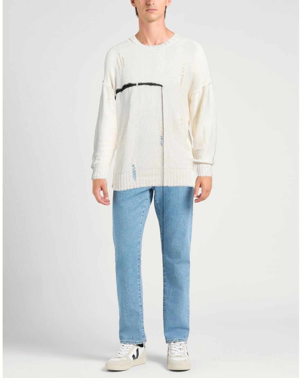Isabel Benenato White Sweater Linen for men