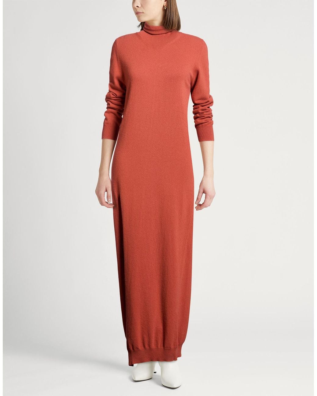 Semicouture Red Maxi Dress Virgin Wool, Cashmere