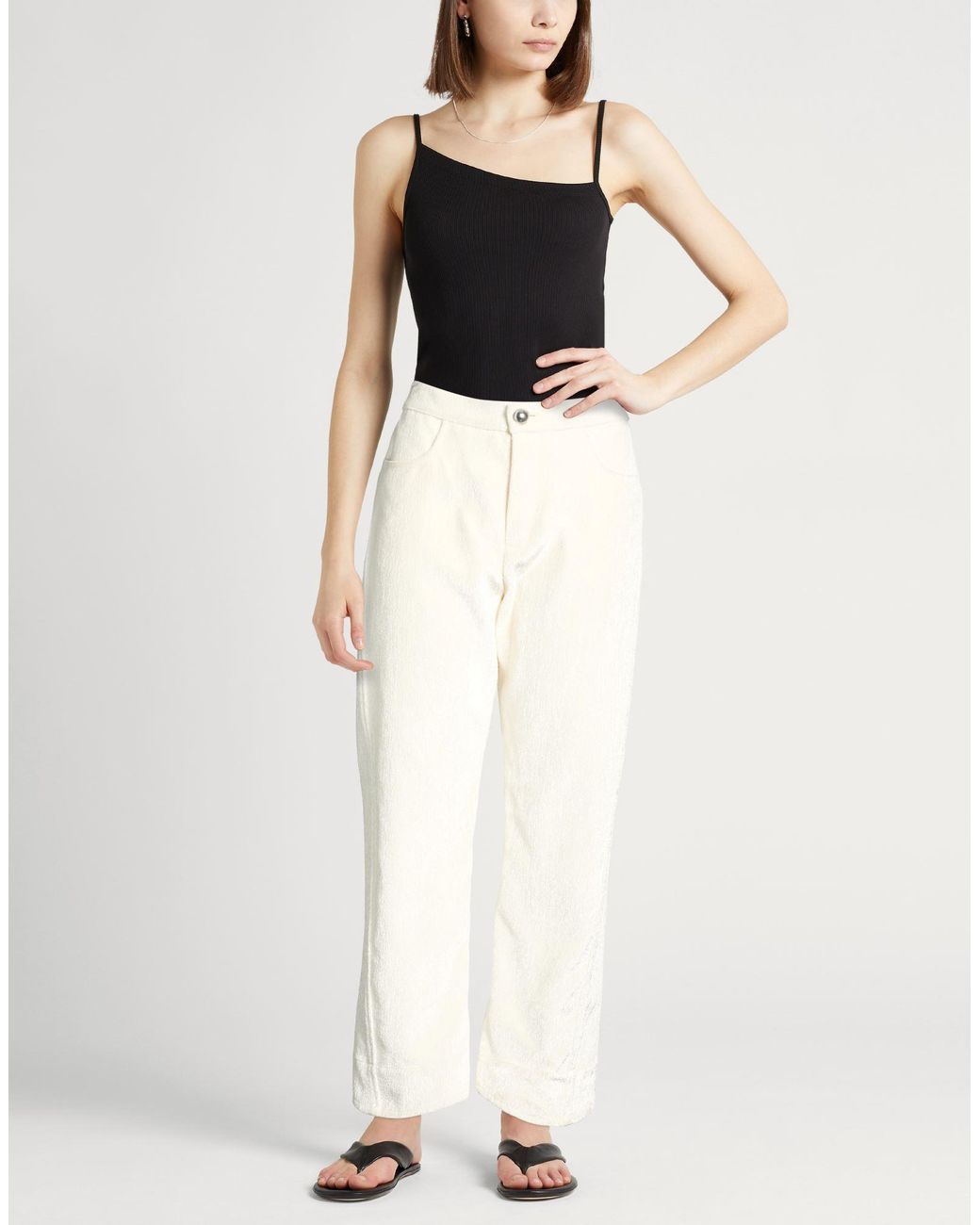 Jil Sander White Pants Viscose, Cotton, Polyamide