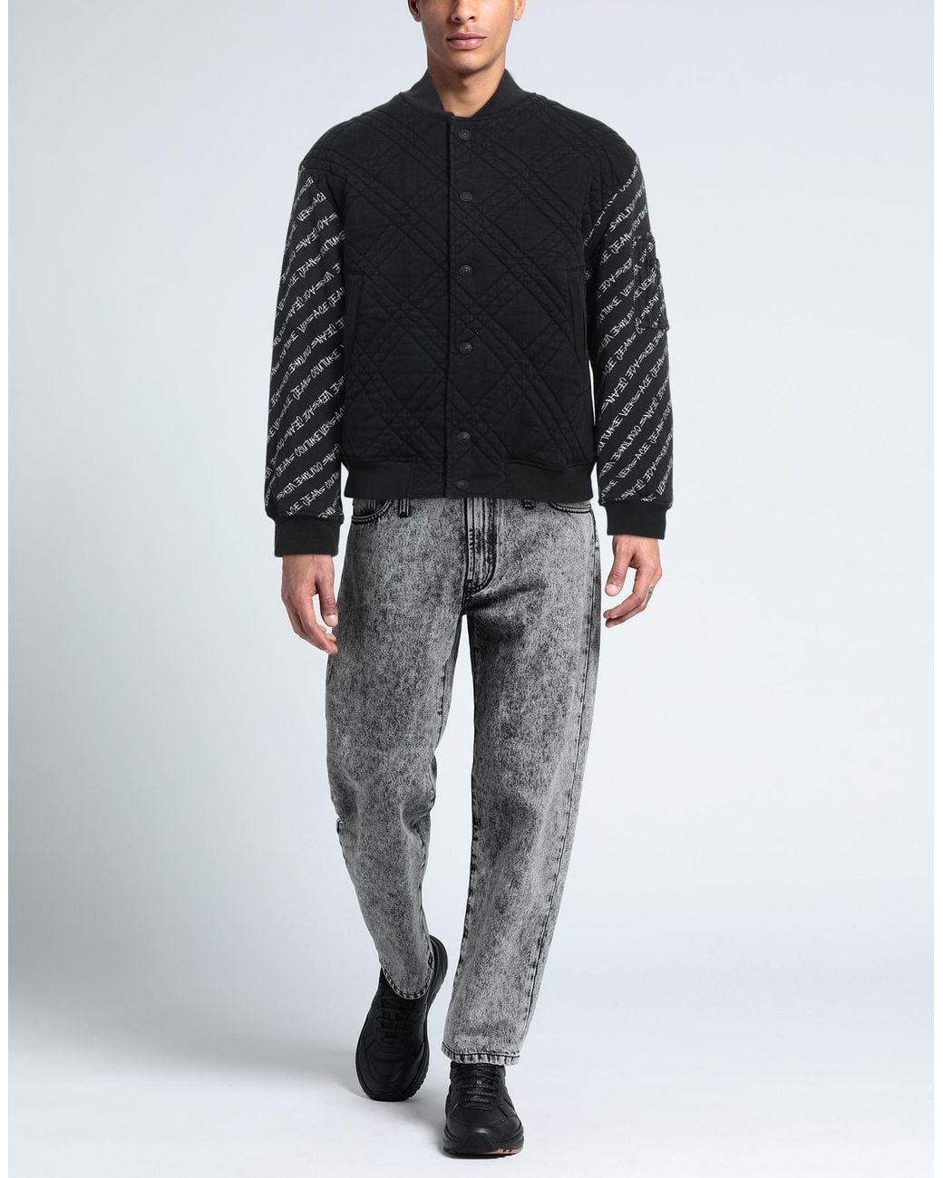 Versace Jeans Couture Black Denim Outerwear Cotton, Elastane, Polyester, Polyamide for men