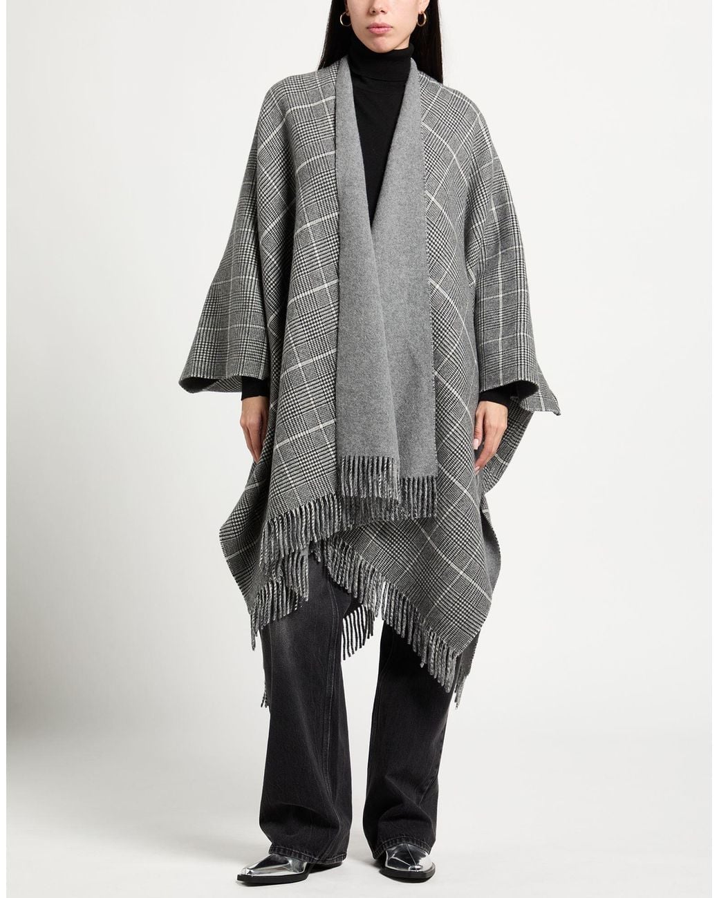 Brunello Cucinelli Gray Cape Cashmere, Viscose, Polyester