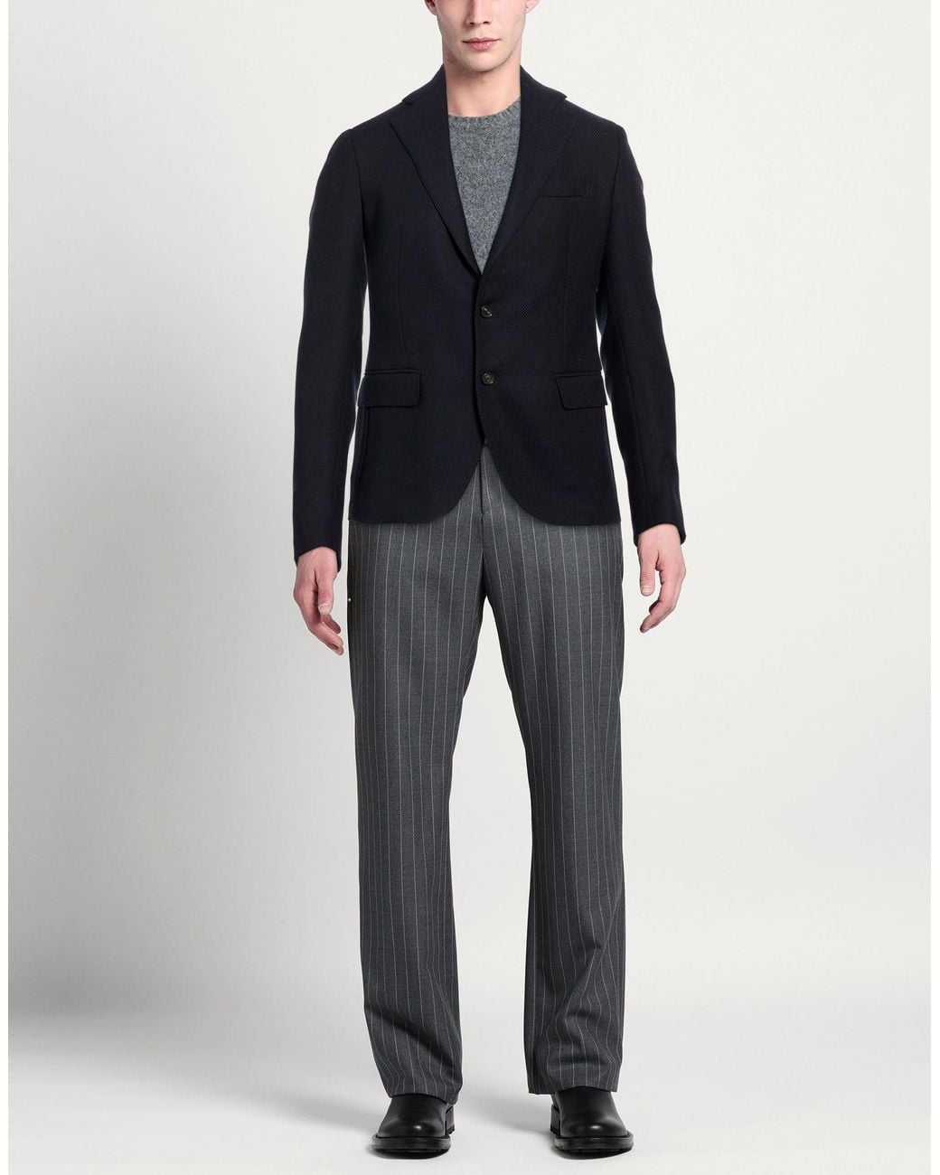 De Petrillo Blue Midnight Blazer Virgin Wool, Cotton for men