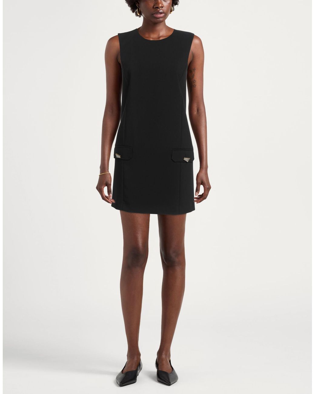Pinko Black Mini Dress Polyester, Viscose, Elastane