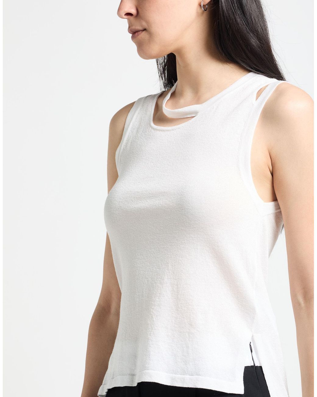Dondup White Sweater Viscose, Polyester, Elastane