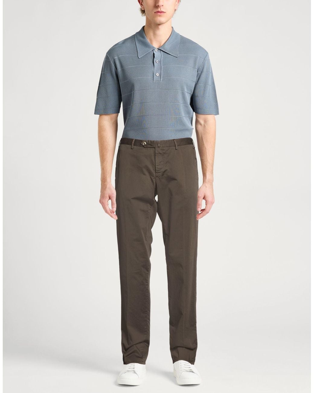 PT Torino Gray Dark Pants Cotton, Elastane for men